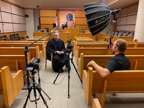 Behind the scenes of a professional video production shoot